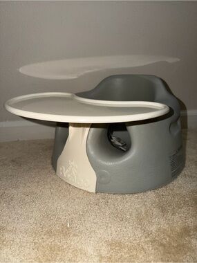Bumbo Gray Baby Seat with White Detachable Tray